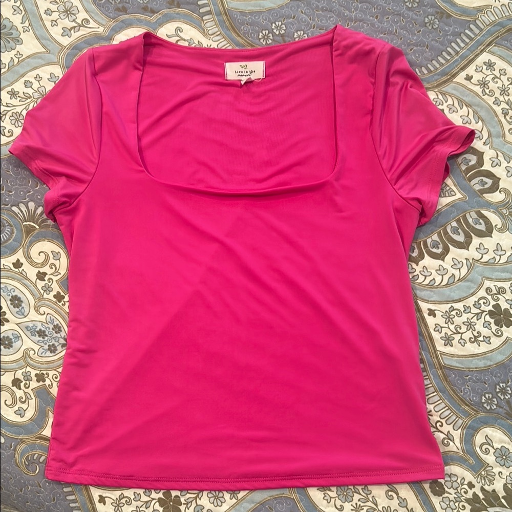 Vici Pink Fitted Cap Sleeve Blouse